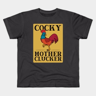 Funny Chicken Cocky Mother Clucker Vintage Rooster Kids T-Shirt